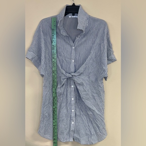 Cupshe Analia Dolman Sleeve Stripe Shirt Collar Oversized Dress - Picture 3 of 8